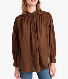 268356 Nili Lotan Miles Tunika Shirt Oberteil Langarm Baumwolle formell Oversize XS - Bild 1 von 10