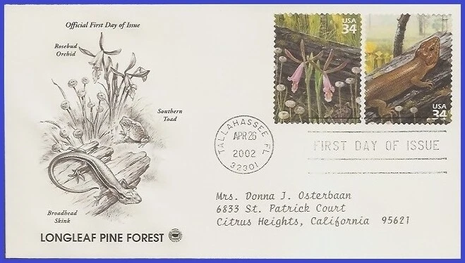 USA4 #3611b ADDR PCS ARTCRAFT FDC STR2  Pine Forest Rosebud Orchid - Image 1 of 1