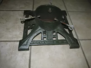Vintage Heavy Green Cast Iron 14" Christmas Feather Tree Stand Holder 17lb. 13oz - Picture 1 of 4