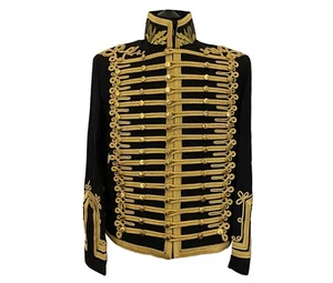 Men's Black Military Napoleonic Hussar Jacket Tunic Pelisse Jimi Hendrix Jacket - Picture 1 of 4