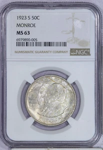 1923-S Monroe Half Dollar 50c NGC MS63 - Picture 1 of 2