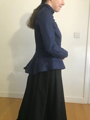 Victorian style Women bustle bodice long sleeve, high collar, front closure - Image 1 of 4