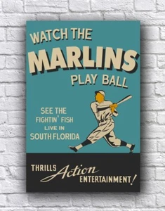 Miami Florida Marlins Live Vintage Style Play Ball Cardstock Poster - Picture 1 of 1