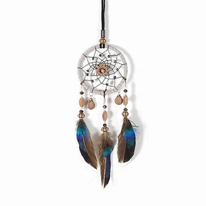 Dream Catcher Handmade Car Interior Rearview Mirror Dangle (Brown) Brown - Picture 1 of 6
