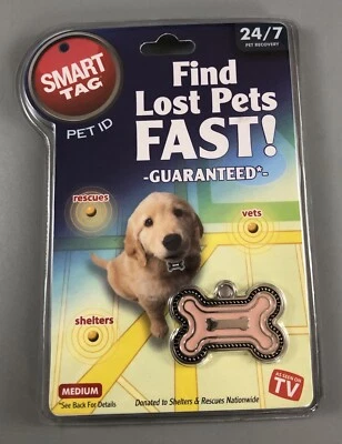 Find Lost Pets Fast!! Smart Tag Pet ID Large Blue Bone Tag - New In Package E3.2 - Image 1 of 3