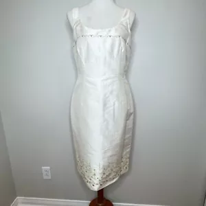 ANN TAYLOR NWOT 100% Silk Beaded Dress 8 Ivory Sleeveless Lined Classy Elegant - Picture 1 of 12