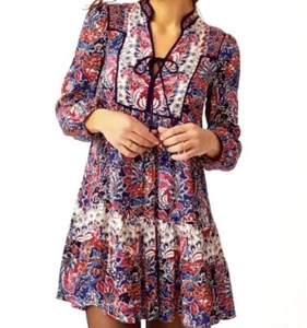 By Anthropologie Damenkleid blau/rot Paisley Größe X-Small - Bild 1 von 6