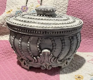 Vintage Filigree Jewelry Box Dresser Vanity Casket Case w/Velvet Lining - Picture 1 of 6