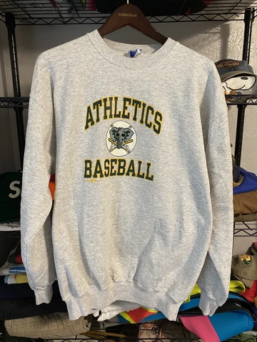 Vintage Oakland Athletics Champion Crewneck Sweater Gray Size Large 1995 Cover