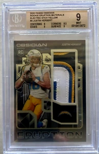 2020 Obsidian Justin Herbert Electric Etch Yellow 4 color Jersey RC # 1/25 BGS 9 - Bild 1 von 2