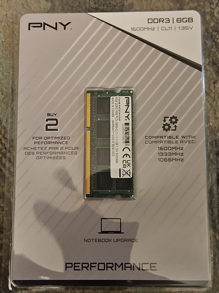 PNY Performance 8GB DDR3 1600MHz (PC3-12800) CL11 1.35V Notebook/Laptop  - Image 1 of 2