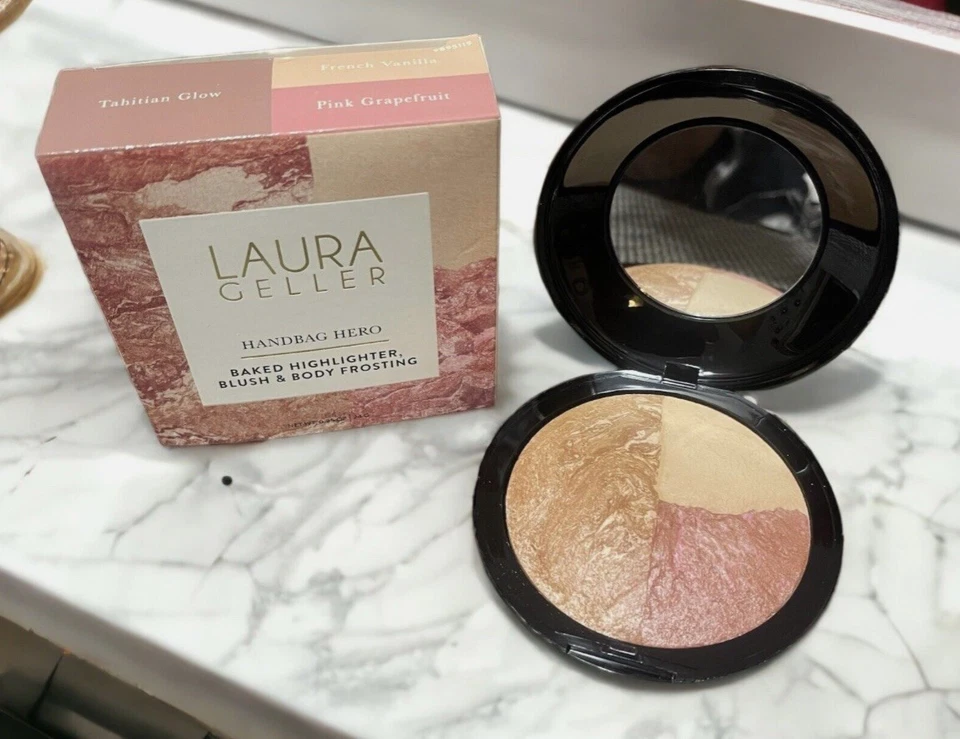 Laura Geller Baked Highlighter Blush & Body Frosting HANDBAG HERO 0.85 oz XL NIB - Image 1 of 1