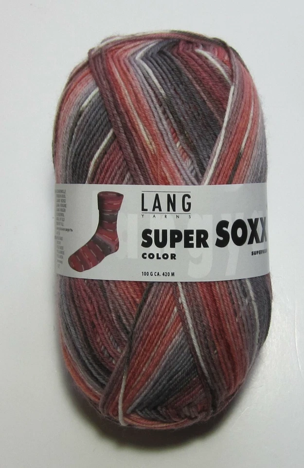 100g ball LANG SUPER SOXX COLOR sock Fingering weight knitting yarn #901 0203 - Image 1 of 1