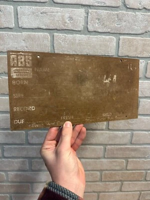 Vintage American Breeders Service Milk Farm Cow Stall Breeding Card Masonite Foto 1 de 4