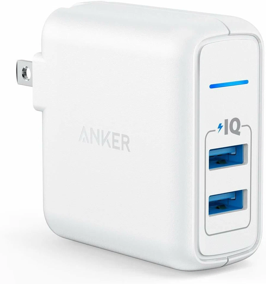 New Anker Wall Super Fast Charger Dual USB Port Iphone Samsung White 24w 2 USB - Image 1 of 4