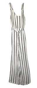 Derek Heart White with Black Stripes Rayon Wide Leg Romper Jumpsuit Size S - Picture 1 of 9