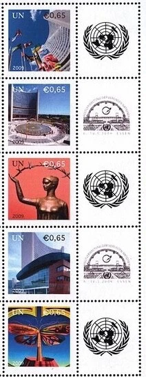 UN Vienna #Mi592A-Mi596A MNH 2009 Greetings Essen Emblems [Blue Gum][449b] - Image 1 of 1
