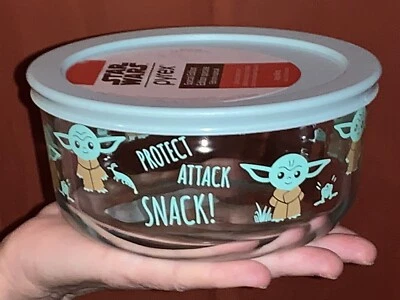 Retired Baby YODA Star Wars”The Child”Pyrex 4 Cup Storage Snack Bowl Mandalorian - Image 1 of 4