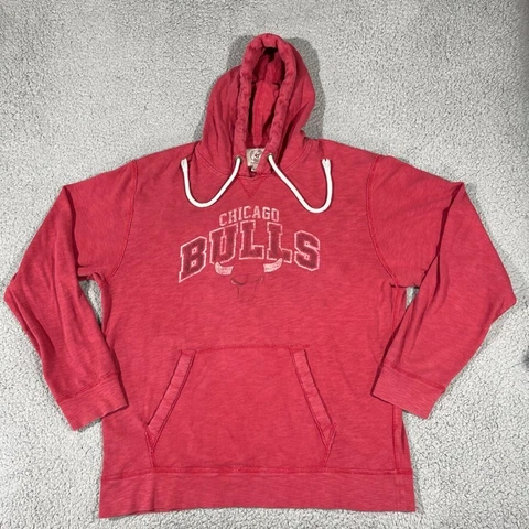Chicago Bulls Sweater Mens 2XL XXL Red Fade Hoodie Reverse Hem NBA Basketball Cover