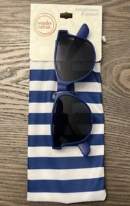 Wonder Nation Sunglasses & Pouch Boy Girl Toddler Kids Summer Beach Spring Blue - Picture 1 of 2