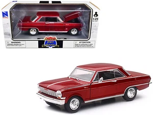 1964 Chevrolet Nova SS Diecast Model Car 1/25 Burgundy Muscle Car Collection ... - Picture 1 of 2