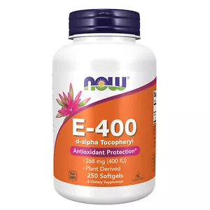 NOW FOODS Vitamin E-400 D-Alpha Tocopheryl 250 Softgels - Picture 1 of 6
