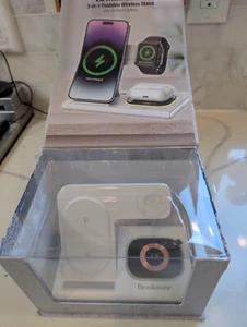 Brookstone 3 in 1 Foldable Wireless Charging Stand station - Picture 1 of 3