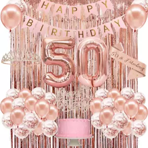 50Th Birthday Decorations Women, Happy 50Th Birthday Banner, Crown, Sash, Cake T - Picture 1 of 12
