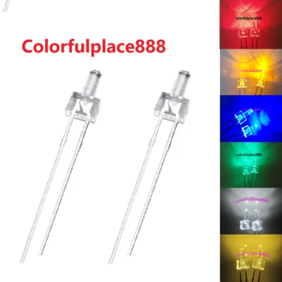 2mm Flat Top Red Yellow Blue Green White Warm White Water Clear LED Leds Diode - Image 1 of 2