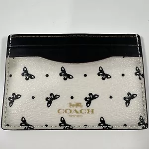 Portacarte Coach bianco nero farfalla nuovo con etichetta - Foto 1 di 7