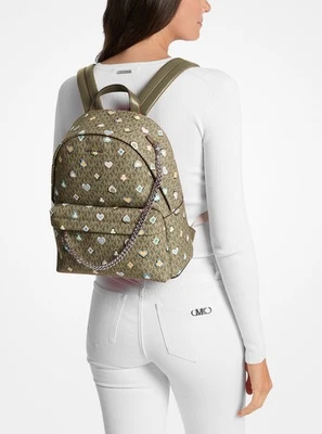 Mochila Michael Kors Slater Cadena Mediana Verde Oliva 35F5S04B6I Estampado Vegas Nueva con Etiquetas Foto 1 de 4