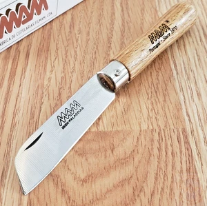MAM Small Folder Folding Knife 2.25" Stainless Steel Blade Beechwood Handle - Picture 1 of 10
