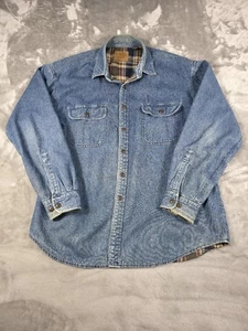 Vintage Denim Langarm Hemd Herren Large blau Flanell gefüttert kariert Vintage 90er Y2K - Bild 1 von 14