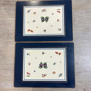 Richard Ginori Italian Fruits Lunch Mat Board Pair Set 22×29.5cm Collector Rare - Picture 1 of 6