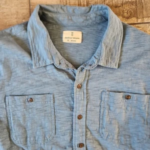 Mutual Weave Herren XL Kurzarm Hemd blau Knopfleiste 100% Baumwolle weicher Kragen - Bild 1 von 10