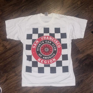 Vintage kariertes Sportwagen Club of San Francisco Tshirt - Bild 1 von 4