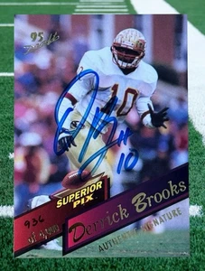 Tarjeta automática de novato 1995 Superior Pix Signatures 95 Draft/4000 Derrick Brooks #80 - Imagen 1 de 3