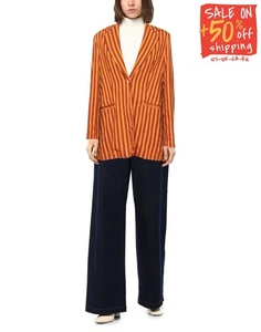 RRP€201 KAOS Blazer Jacket Size M Orange Striped Notch Lapel Made in Italy - Picture 1 of 4