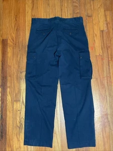 Vintage Polo Ralph Lauren Utility Military Cargo Pants 38x31 Silk Linen Navy - Picture 1 of 9
