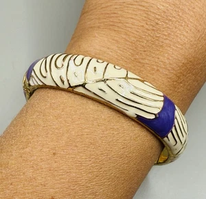 Vintage Armreif Armreif creme lila goldfarben Statement Armband - Bild 1 von 3