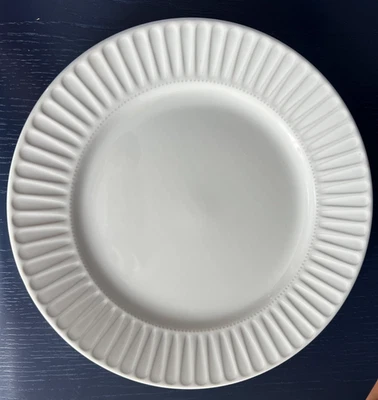 宜家 STRIMMIG 白色餐盘 10.5 英寸跨现代陶瓷罗纹 — 第 1/4 张图片