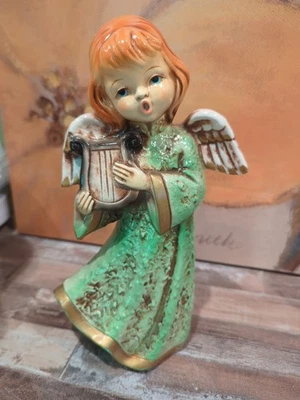 Vintage Dickson Paper Mache Angel Playing A Lyre Made In Japan - Image 1 of 4