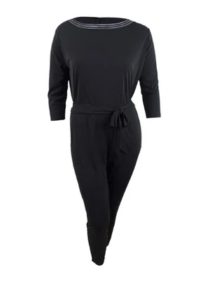 Mono para mujer Lauren by Ralph Lauren Ralph Lauren con cinturón cuello barco (L, negro) Foto 1 de 3