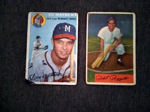 Lotto 2 Baseball 1954 Topps Bowman #1 Phi Rizzuto Eddie Mathews Yankees Braves HOF - Foto 1 di 5