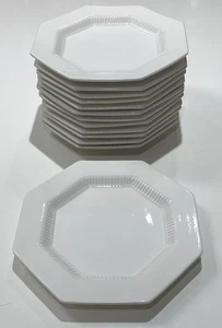 9 Nikki Classic Collection Japan White Octagon 8 1/4" Luncheon Salad Plates Set - Picture 1 of 4