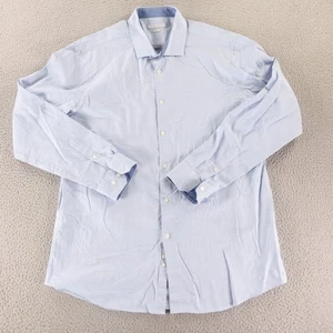 Perry Ellis Shirt Mens XL XLT 17.5 36/37 Blue Micro Check Slim 100% Cotton - Picture 1 of 9