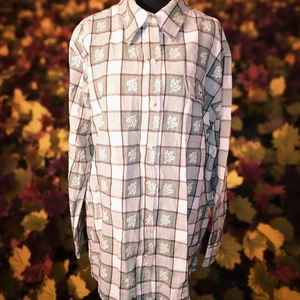 Vintage Fashion Bug Button Down Autumn Fall Leaves XL Women's Top Cotton - Picture 1 of 5