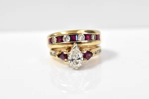 Anillo de oro amarillo de 14 quilates con rubí y diamantes naturales de 1,15-1,2 quilates 9,6 G talla 5,25 - Imagen 1 de 7