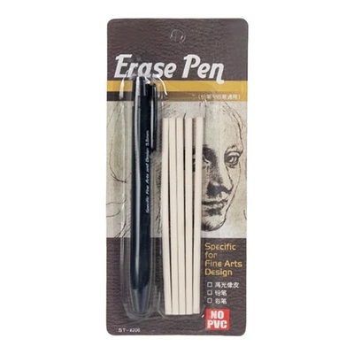 Retractable Eraser Pen 3.8mm Thin Tip With 5 Refills For Drafting Drawing Work - Image 1 of 4