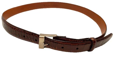 Cinturón Ralph Lauren Para Mujer Talla M Cuero Genuino Marrón con Hebilla Tono Plateado Foto 1 de 4